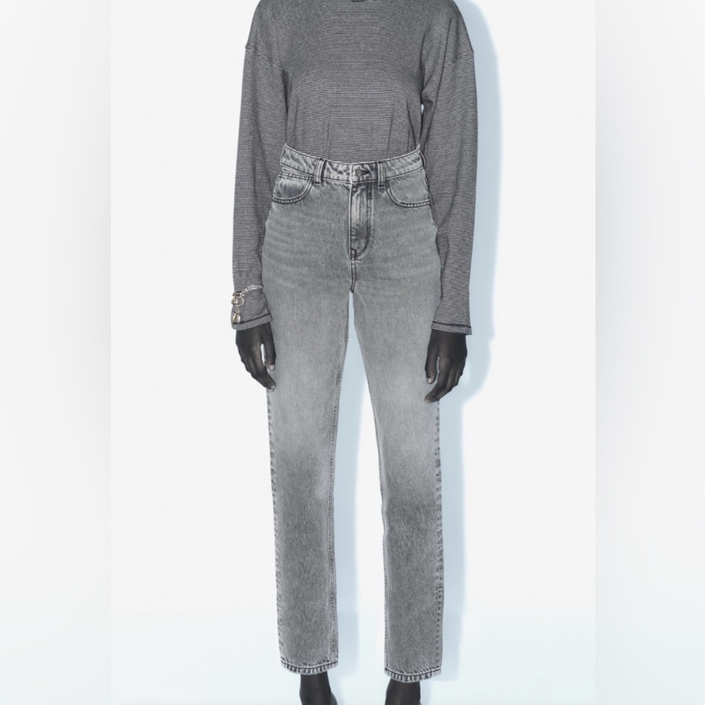 ZARA-HIGH WAIST - MOM Jean- ANKLE LENGTH —EUC-Sz 4-Gray-washed black☀️🖤​​ - Picture 2 of 10